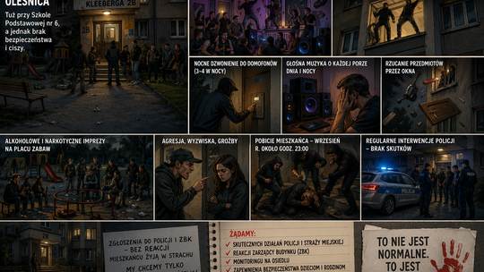 Alkohol, narkotyki i nocne awantury na Kleeberga w Oleśnicy (WIDEO)