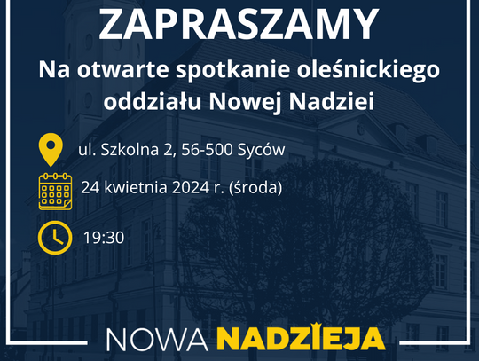Nowa Nadzieja zaprasza na spotkanie z kandydatem na prezydenta Wrocławia