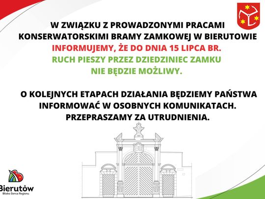 Trwa remont - ruch przez dziedziniec zamku niemożliwy