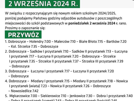 Nowy rozkład jazdy autobusów