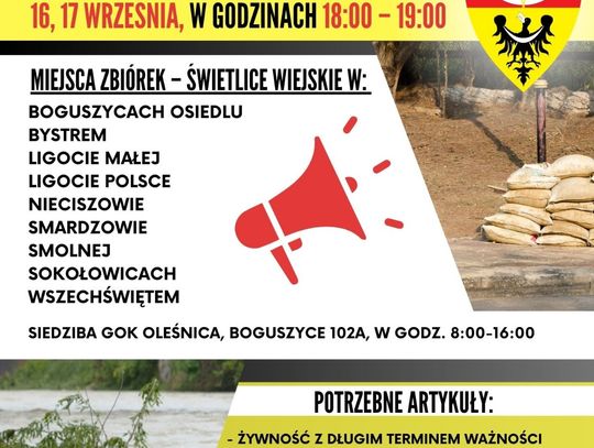 W świetlicach gminy Oleśnica trwa zbiórka potrzebnych artykułów