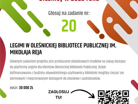 Zagłosuj na Legimi w Oleśnickim Budżecie Obywatelskim