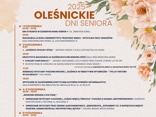 Oleśnickie Dni Seniora 2025 - program wydarzeń