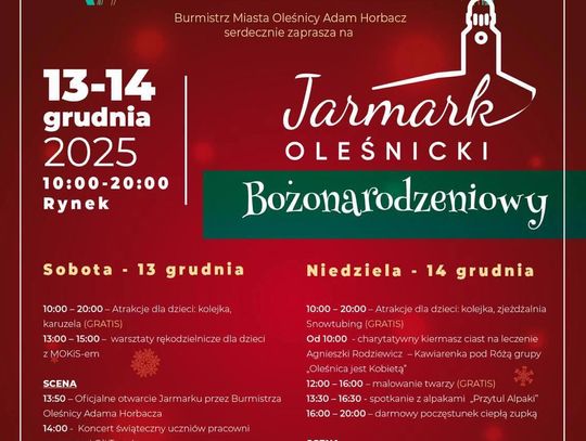 Bożonarodzeniowy Jarmark Oleśnicki już w ten weekend – nie może Was zabraknąć Bożonarodzeniowy Jarmark Oleśnicki już w ten weekend – nie może Was zabraknąć
