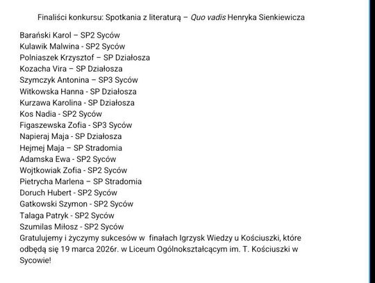 Uczniowie z Sycowa i okolic finalistami konkursu literackiego