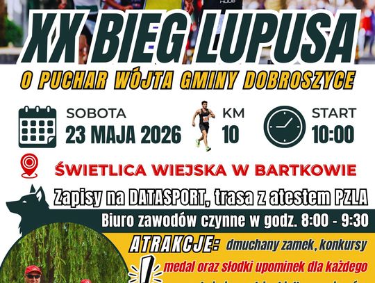 XX Bieg Lupusa o Puchar Wójta Gminy Dobroszyce 23 maja w Bartkowie