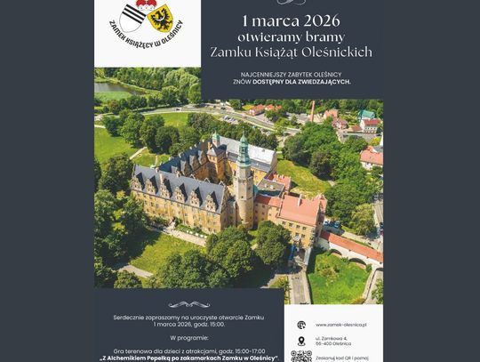 Zamek w Oleśnicy wraca do życia! Otwarcie z questem alchemicznym, turniejem rycerskim i wystawą o księżnej Zamek w Oleśnicy wraca do życia! Otwarcie z questem alchemicznym, turniejem rycerskim i wystawą o księżnej