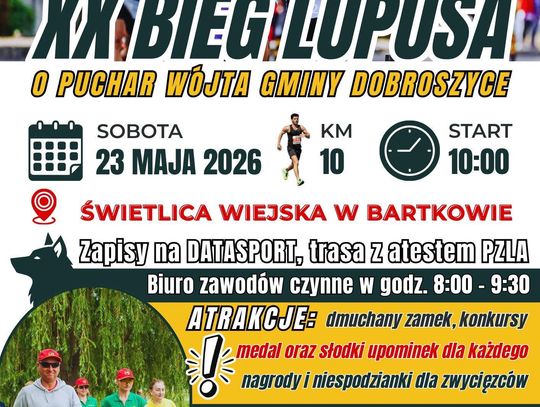 XX edycja Biegu Lupusa już w maju w Bartkowie