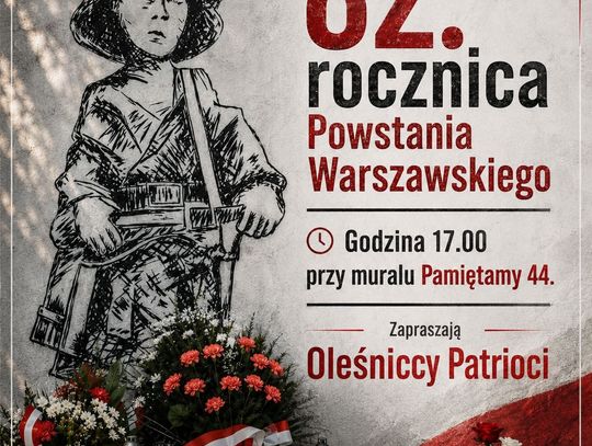 82. rocznica Powstania Warszawskiego w Oleśnicy. Zapraszają na wspólne uczczenie bohaterów