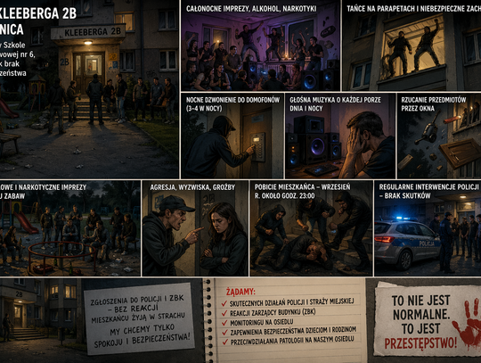 Alkohol, narkotyki i nocne awantury na Kleeberga w Oleśnicy (WIDEO)