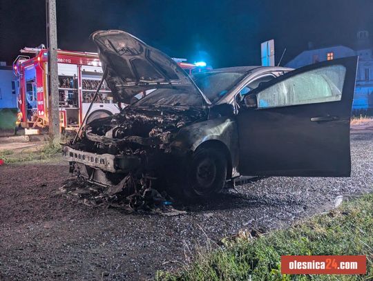 Auto spłonęło doszczętnie. Strażacy interweniowali tuż przed północą