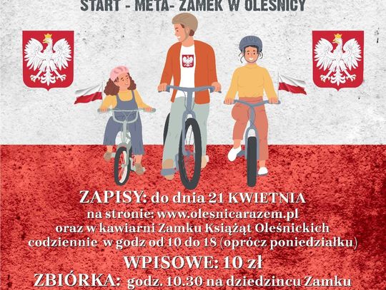 Biało-Czerwony Rajd Rowerowy w Oleśnicy 