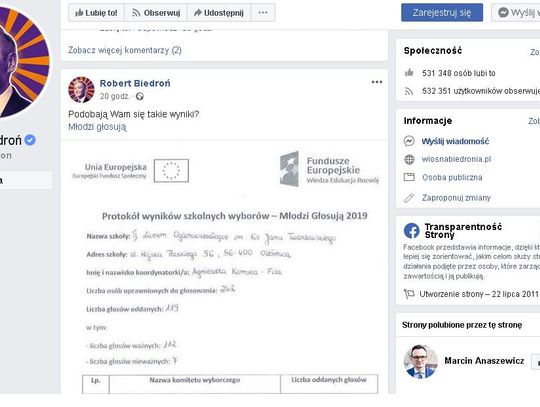 Biedroń pochwalił się wynikami z II LO w Oleśnicy