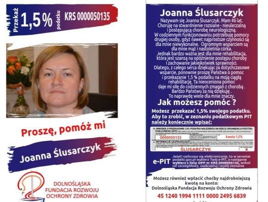 Przekaż 1,5% Joannie Ślusarczyk, nauczycielce z Oleśnicy