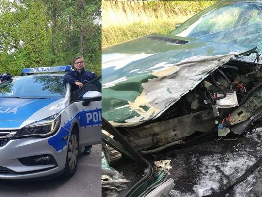 Czołowe zderzenie dwóch aut i pomoc policjantek z Sycowa