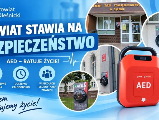 Defibrylatory w każdej szkole powiatu. Każdy może z nich skorzystać – nawet w nocy