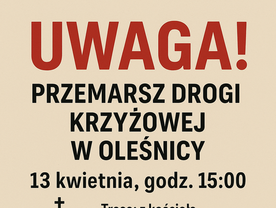 Droga krzyżowa jutro w Oleśnicy