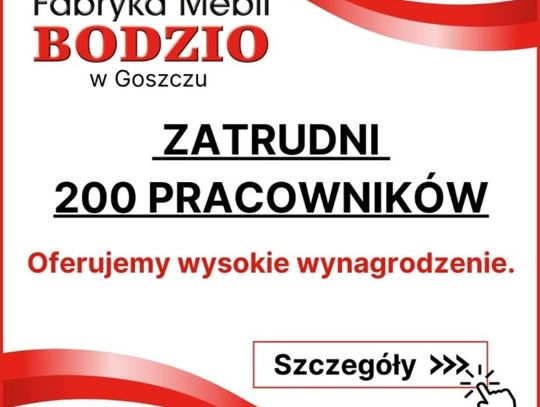 Fabryka Mebli Bodzio zatrudni 200 osób