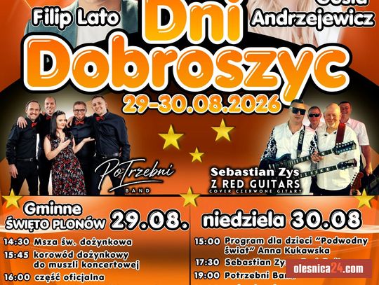 Gwiazdy zjadą do Dobroszyc! Gosia Andrzejewicz i Filip Lato na Dniach Dobroszyc