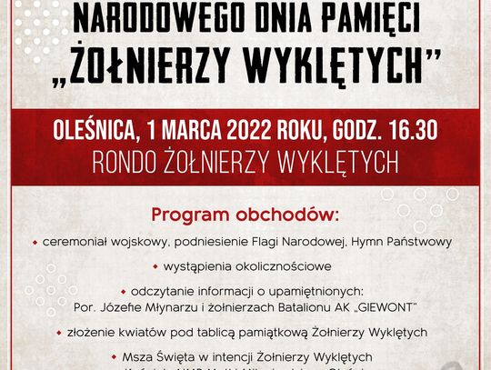 Jutro obchody Dnia Żołnierzy Wyklętych w Oleśnicy