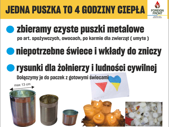 Katolicka Szkoła Podstawowa zbiera puszki i parafinę dla żołnierzy ukraińskich