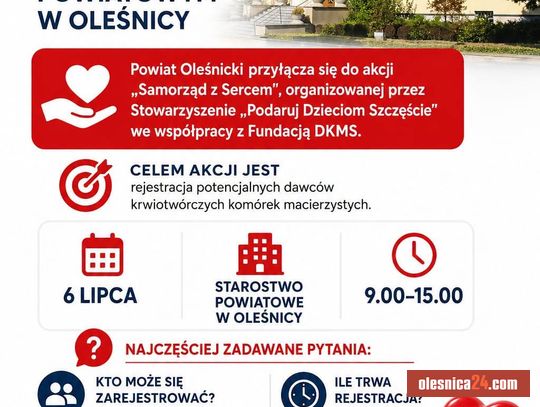 Kilka minut, które mogą uratować komuś życie. W Oleśnicy rusza wielka akcja rejestracji dawców szpiku