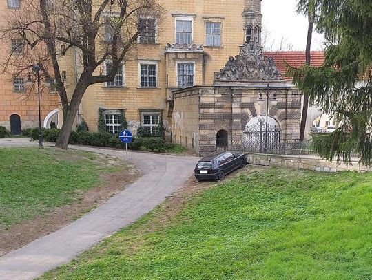 Kto tak "zaparkował" w zamkowej fosie?! 