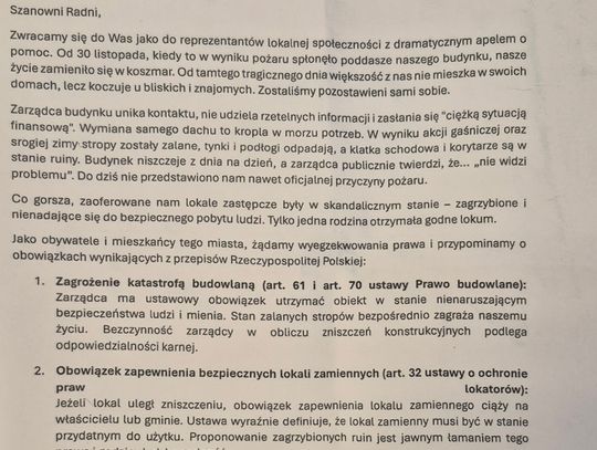 Mieszkańcy piszą o katastrofalnej sytuacji