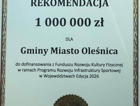 Milion złotych dla Oleśnicy na modernizację boiska na Stadionie Miejskim