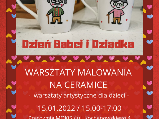 MOKiS zaprasza dzieci na warsztaty malowania kubków z okazji Dnia Babci i Dziadka