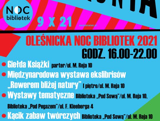 Noc Bibliotek w Oleśnicy startuje dzisiaj o godzinie 16
