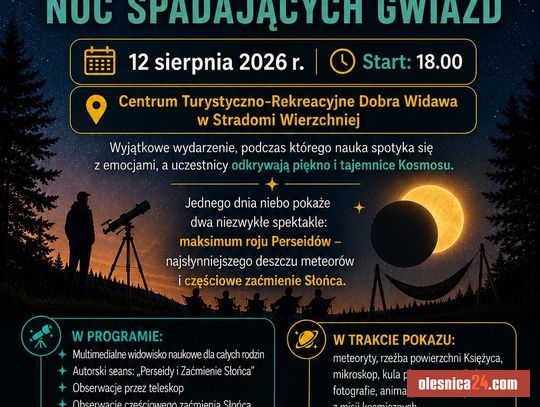 Noc Perseidów wraca do Stradomi Wierzchniej. Tym razem czeka nas kosmiczny spektakl z zaćmieniem Słońca!