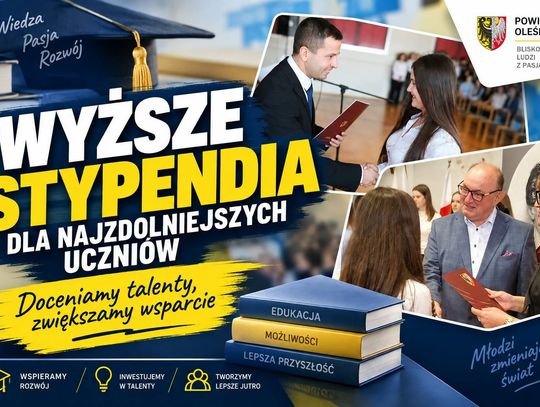 Pieniądze dla najzdolniejszych uczniów idą w górę! Starosta podnosi stypendia w Powiecie Oleśnickim