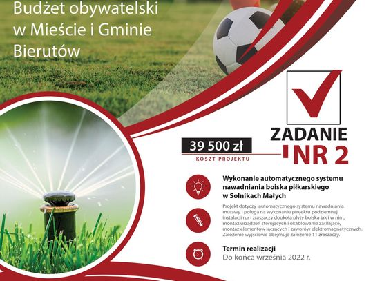 Promują projekt nawodnienia murawy na stadionie w Solnikach Małych