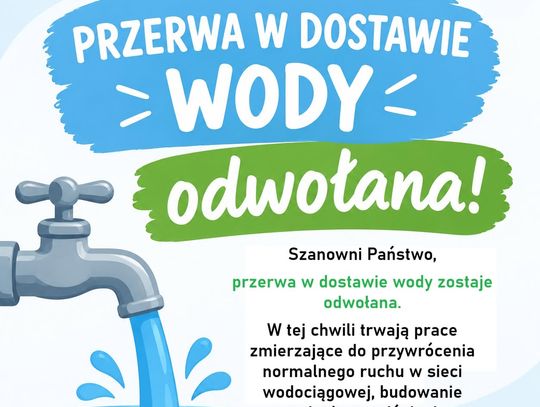 Przerwa w dostawie wody w Międzyborzu odwołana!