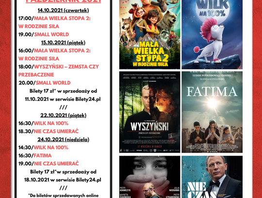 Repertuar kina w Oleśnicy na październik