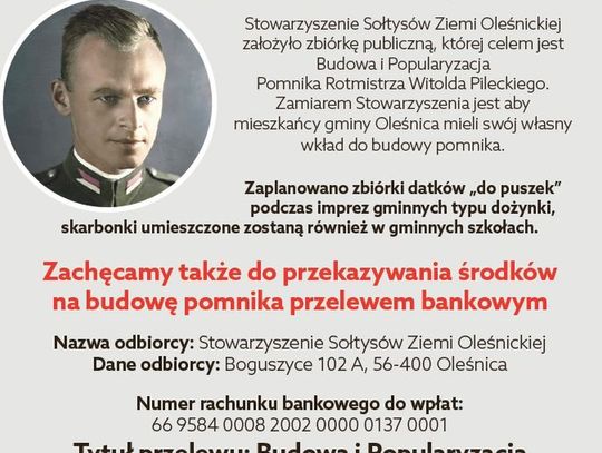 Ruszyła zbiórka na budowę pomnika Witolda Pileckiego