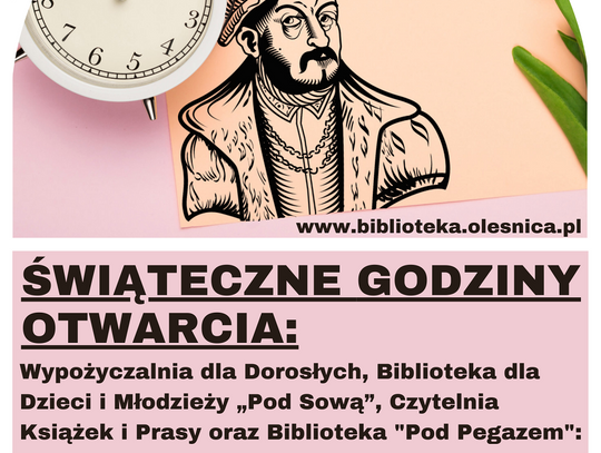 Świąteczne godziny otwarcia bibliotek w Oleśnicy