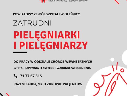 Szpital w Oleśnicy szuka pielęgniarek i pielęgniarzy
