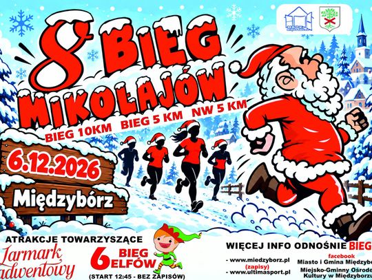 Szykujcie czerwone czapki! 8. Bieg Mikołajów w Międzyborzu już 6 grudnia