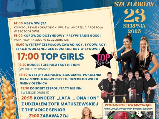 Top Girls i Zofia Matuszewska na dożynkach
