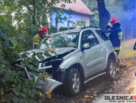 Toyota uderzyła w drzewo. Dla rannej zabrakło karetki