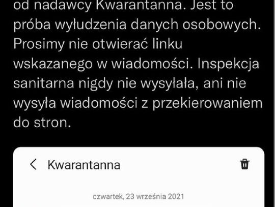 UWAGA! Sanepid ostrzega przed fałszywymi SMS-ami o kwarantannie