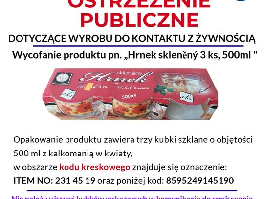 Uwaga, te kubki nie mogą się zetknąć z żywnością!