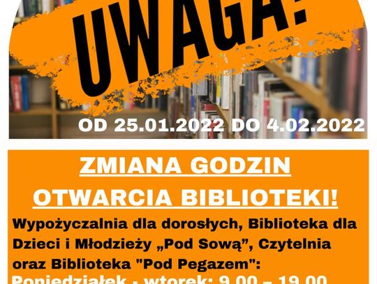 Uwaga: Zmiana godzin otwarcia biblioteki w Oleśnicy