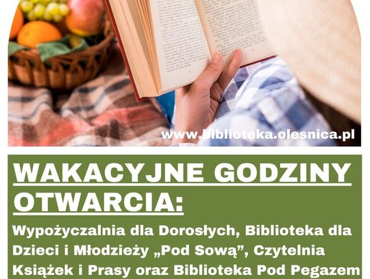 Wakacyjne godziny otwarcia oleśnickiej biblioteki