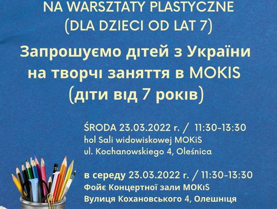 Warsztaty plastyczne dla dzieci z Ukrainy