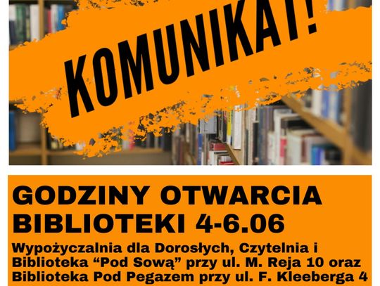 Ważna informacja dla Czytelników biblioteki!