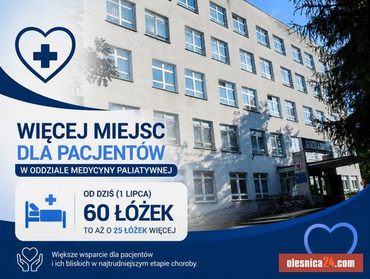 Więcej łóżek na oddziale medycyny paliatywnej w Sycowie. Szpital zwiększa dostępność opieki
