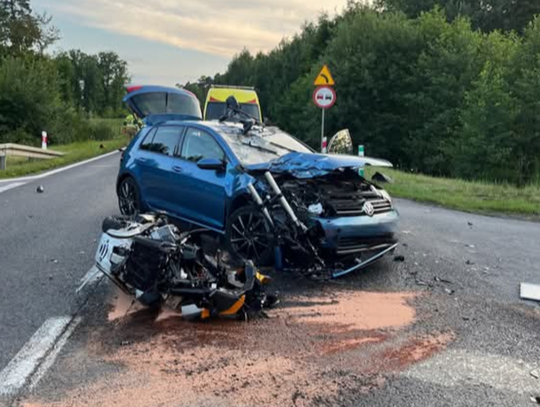 Wypadek na Gęsiej Górce. Ranny motocyklista